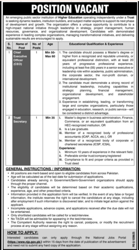 Public Sector Institution Islamabad Jobs 2026