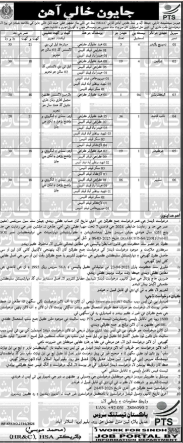 Pakistan Testing Service PTS Islamabad Jobs 2026